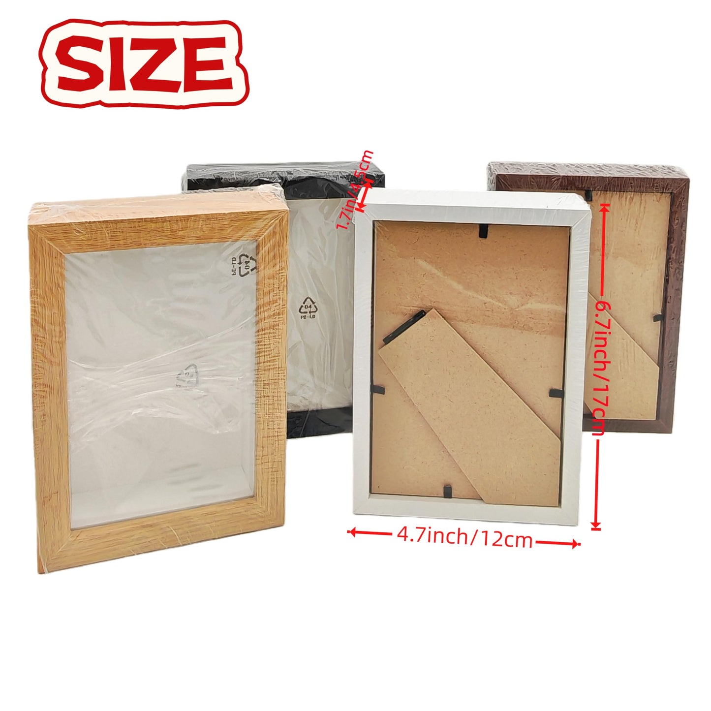 Shadow Box Picture Frame with HD Plexiglass-Wooden Hollow Photo Frame for Flower Pressing,Seashell Display Box ,Memorial Shadow Box. (Mixed Color, 4.7X6.7inch,4PCS)