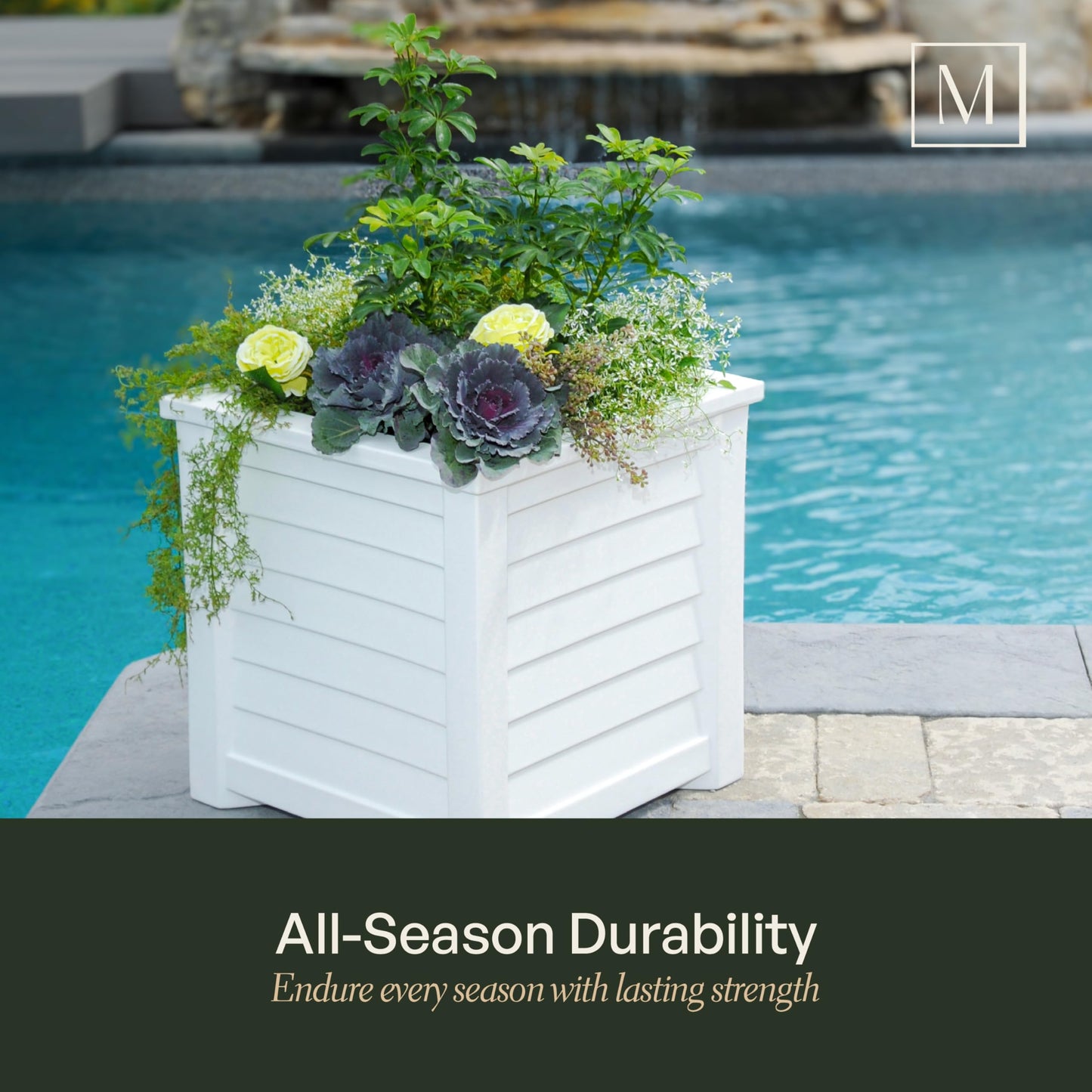 Mayne 5866-B Lakeland Square Patio Planter, 16x16, Black