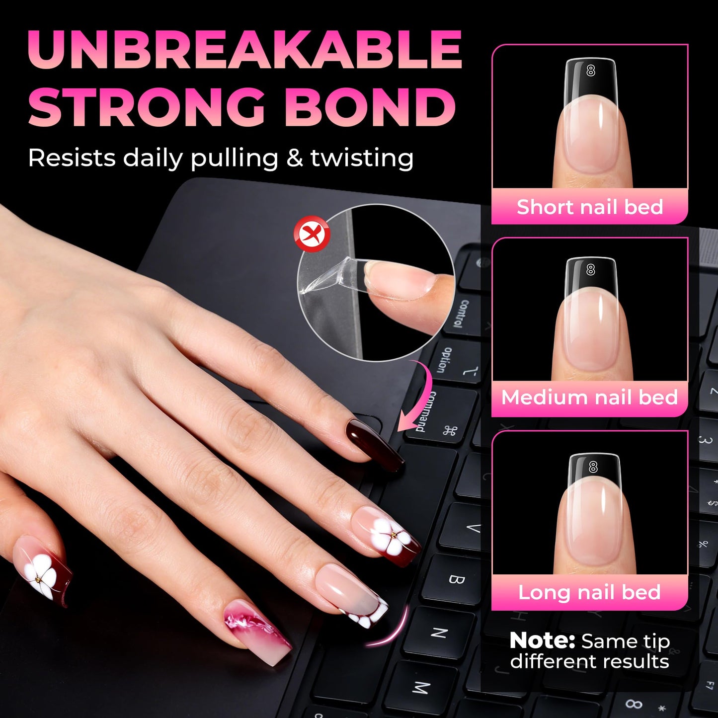UNA GELLA Square Gel Nail Tips: 360Pcs 15 Sizes Pre-Etched Nails Tips Medium Square Full Cover Clear Acrylic False Nails No C Curve for Press on Nail Extension Home DIY Salon for Women Girls
