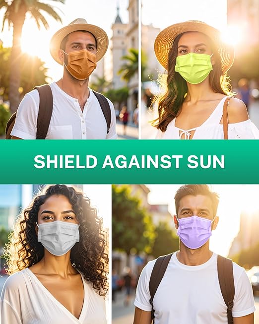 Disposable Face Masks Made in USA, 4 Ply for Families, Students, Breathable All-Day Wear & Safety, FSA HSA Eligible, ASTM Level 3 Medical Grade, 50 Pack, Dusky Bloom