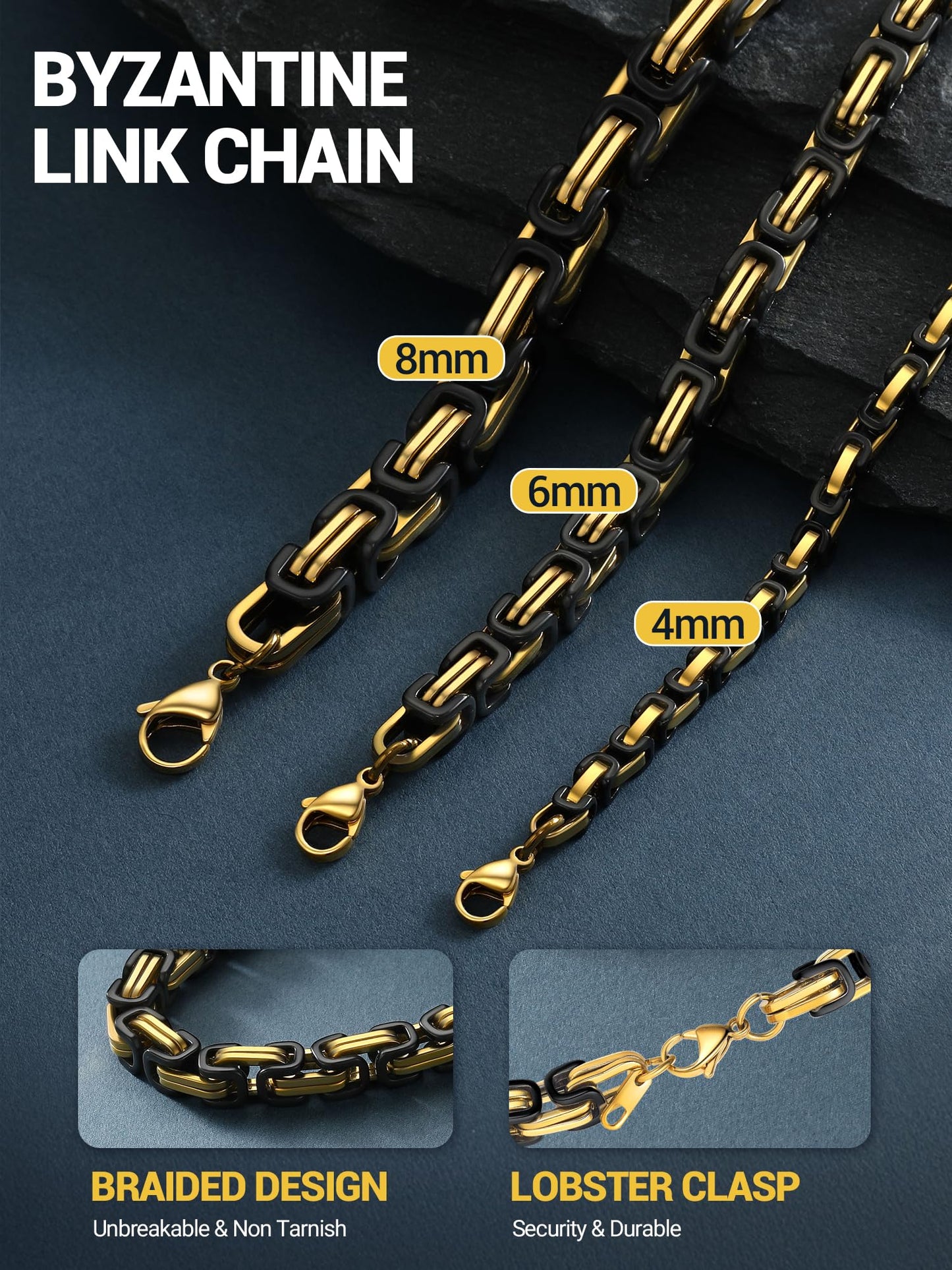 PROSTEEL Neckless For Men Chain Black Chunky Chains Long Necklace 30 Inch