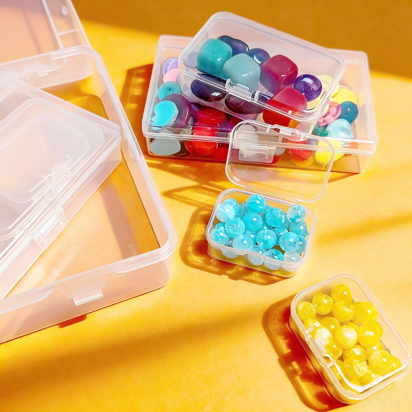 CHSZCHOMER 9 Pack Clear Plastic Storage Boxes with Snap-Lock Lids, Assorted Sizes Mini Organizer Containers with Bonus Marking Labels for DIY Crafts, Beads,Charms,Stickers, SMT Components,Hardware