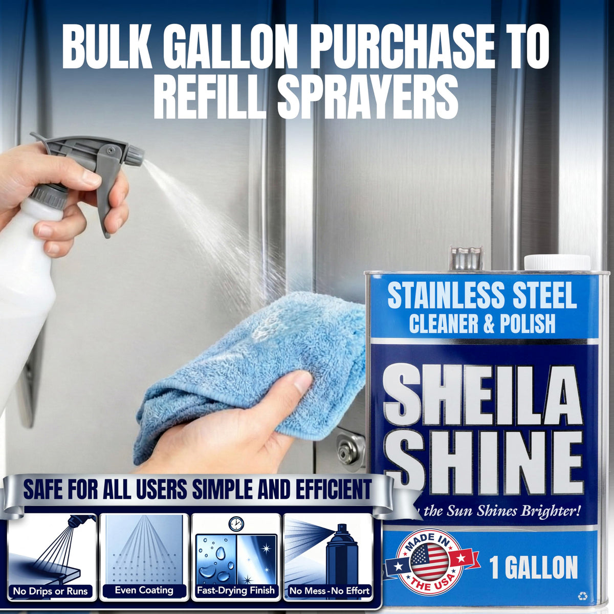 4 x 1 Gallon Sheila Shine Stainless Steel Cleaner and Polish (512 Ounce)