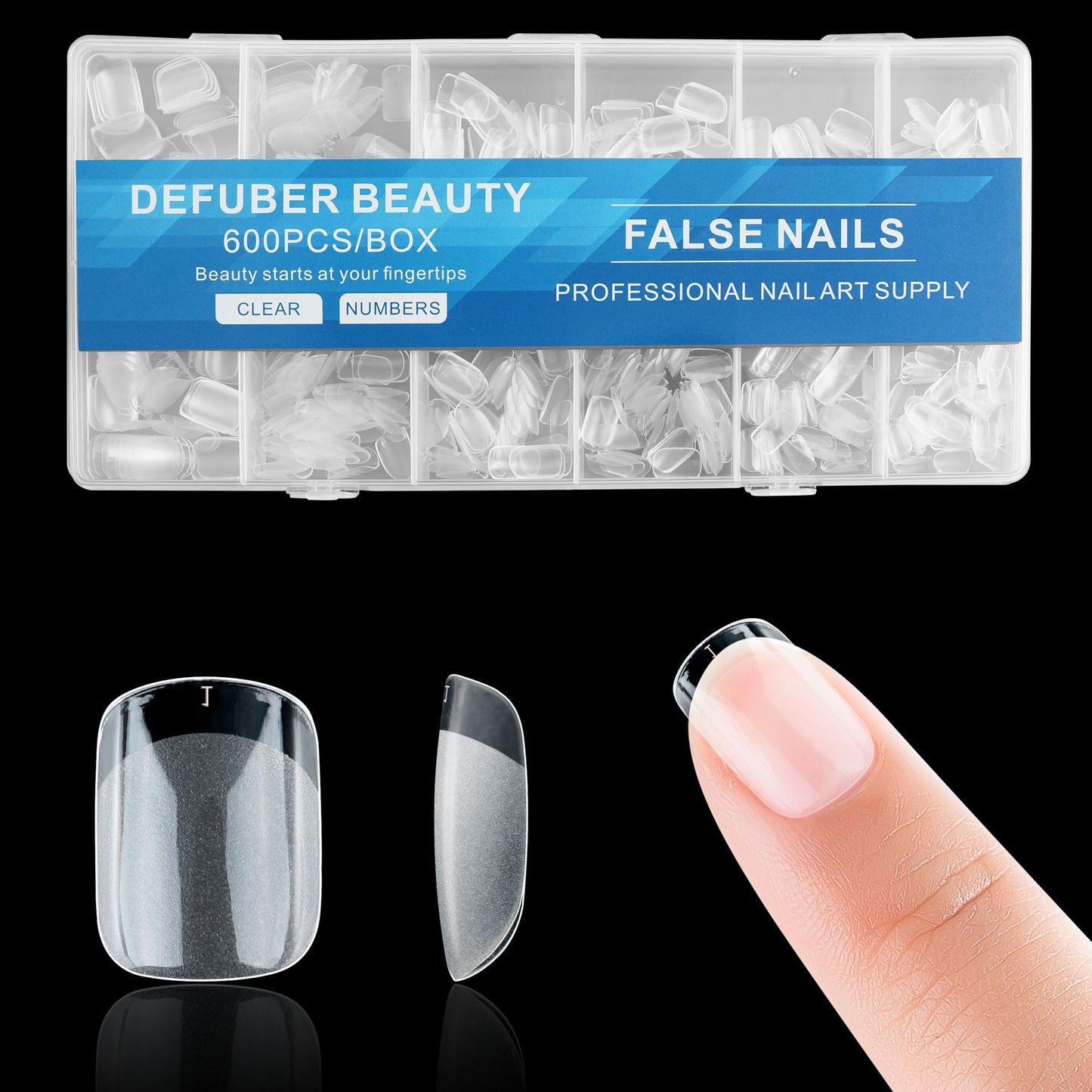 Half Matte Short Square Fake Nail Tips, Soft Gel Pre-Shaped Nail Tips, Full Cover False Nails with Clear Box for Nail Salons and DIY Nail Art, 600PCS/12 Sizes