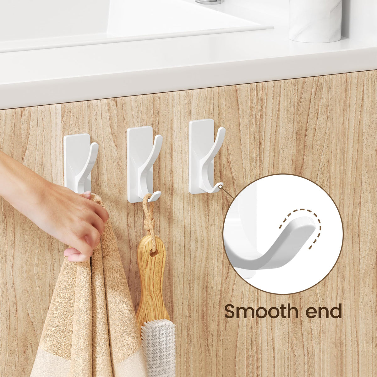 White Self Adhesive Hook (6 Count)