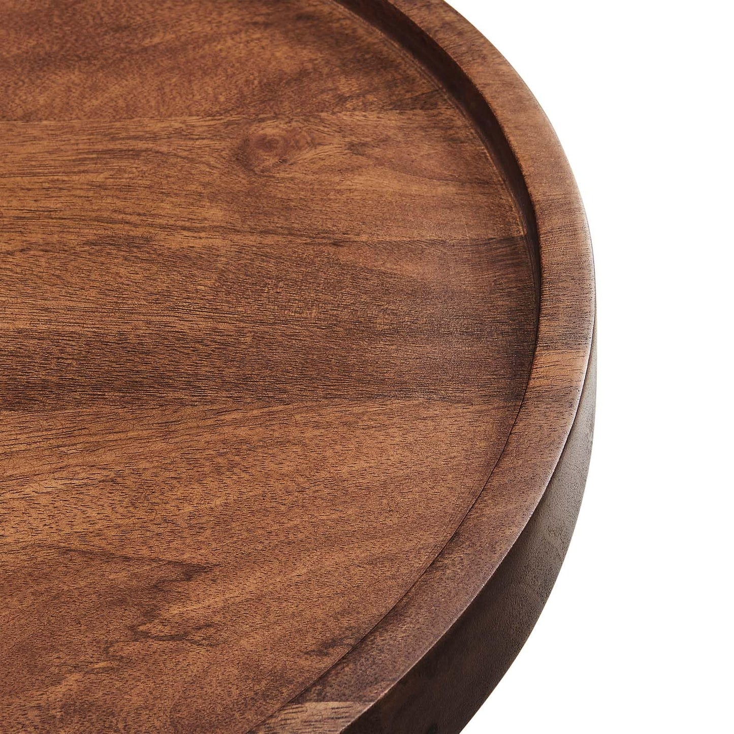 Modway Chiro Solid Wood Side Table in Walnut with Tray Top - Mid-Century Modern Round Accent Table - Small Bedside Table with Tapered Legs - Living Room End Table