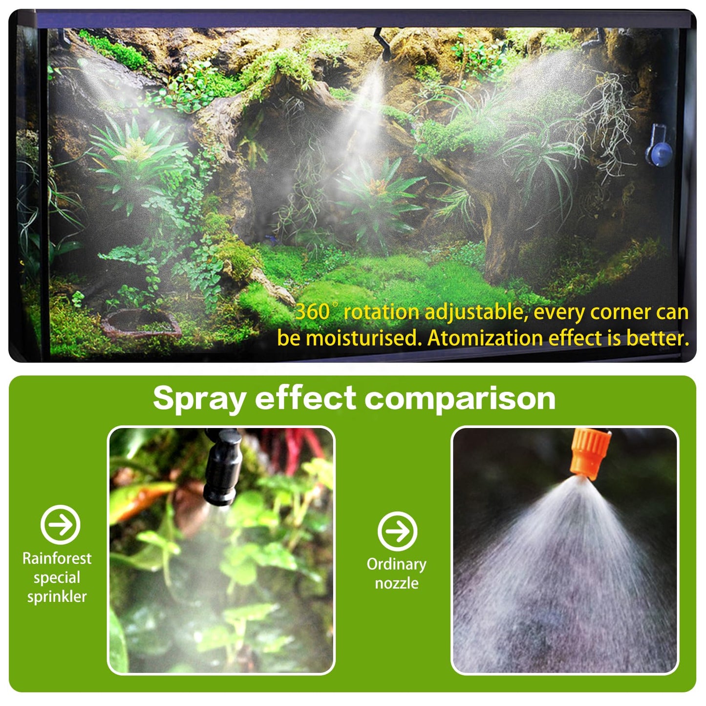 Reptile Smart Mister, Reptile Humidifiers Misting System Automatic with Timer, Terrariums Humidifier with 360°Adjustable Misting Nozzles, Spray Kit for Rainforest Plants Amphibian