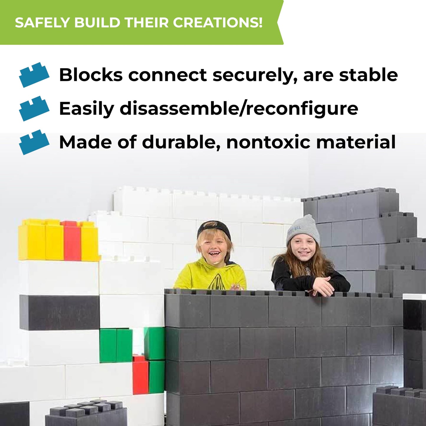 EverBlock 12' x 6' Full Size Plastic Modular Bulk Pack | Giant Building Blocks | Easy to Connect & Reuse | Indoor & Outdoor Use | Build Displays & Structures | Dark Gray