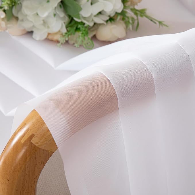 OVZME White Sheer Curtains 84 inches Long 2 Panels Set, Sheer White Curtains for Living Room/Bedroom, Rod Pocket Light Filtering Sheer Drapes, Airy Lightweight Window Treatments, Each 42W x 84L