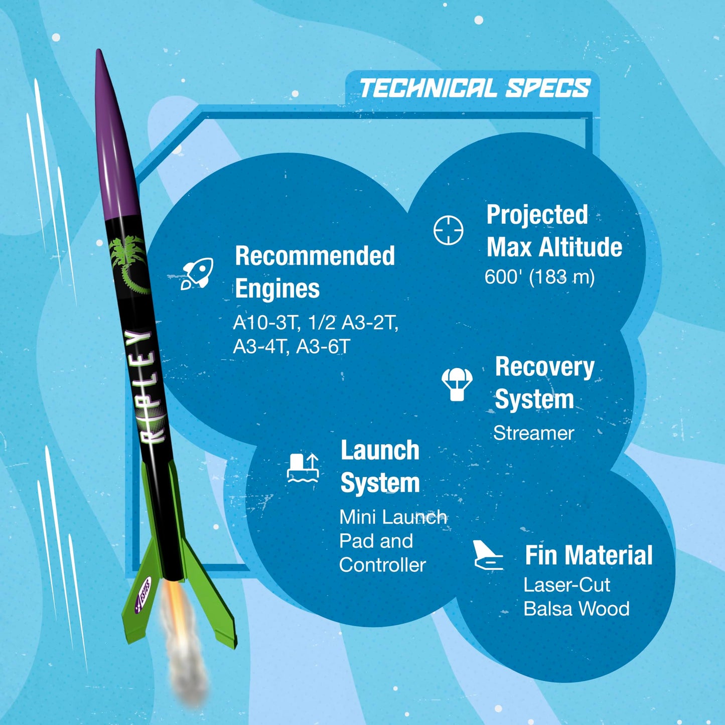Estes 0653 Ripley Rocket Rocket-Building Kit, Intermediate Flying-Model-Rocket Kit for Ages 10+