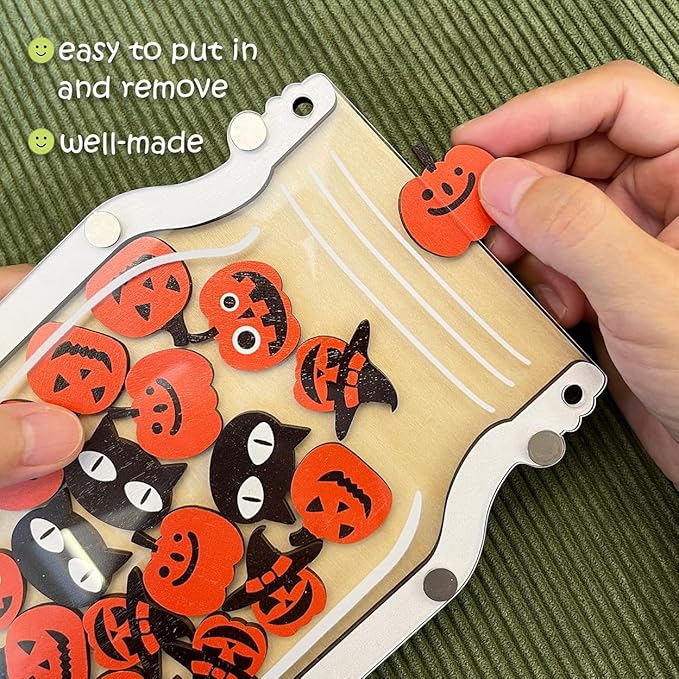 Magnetic Reward Jar for Kids, Classroom Reward System, Star Reward Jar, Incentive Good Behavior Responsibility Chart, Potty Training Rewards, Behavior jar for Boys Girls (Halloween)