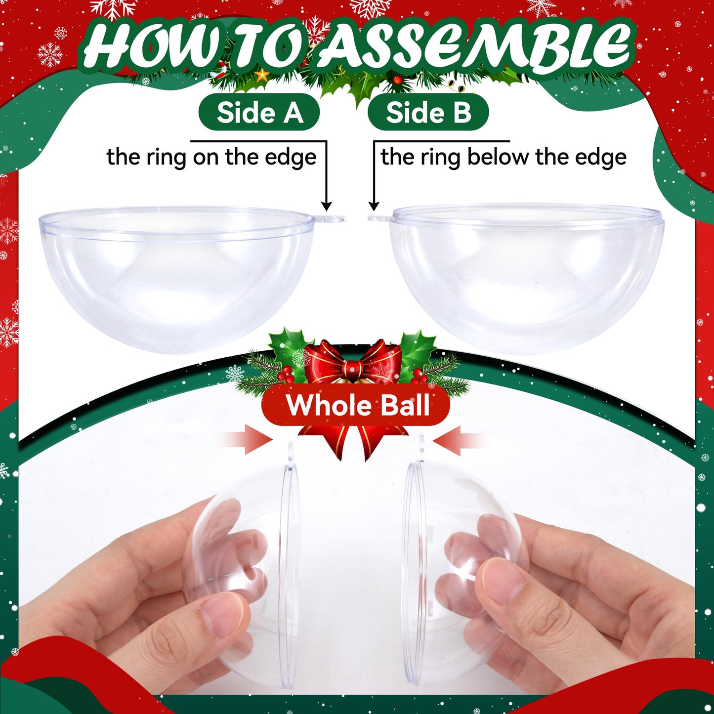 LYLYFAN 20 Pack Clear Plastic Fillable Ornament Ball 3.15''/80mm for Christmas,Holiday, Wedding,Party,Home Decor