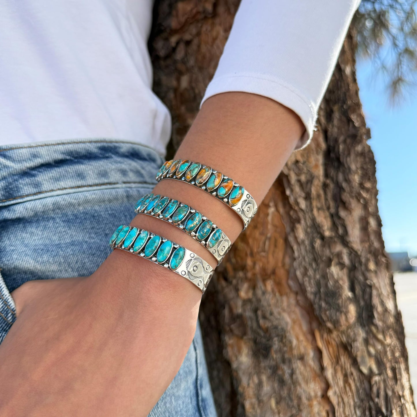 Turquoise Bracelet Sterling Silver 925 Genuine Turquoise Cuff Bracelet (Turquoise)