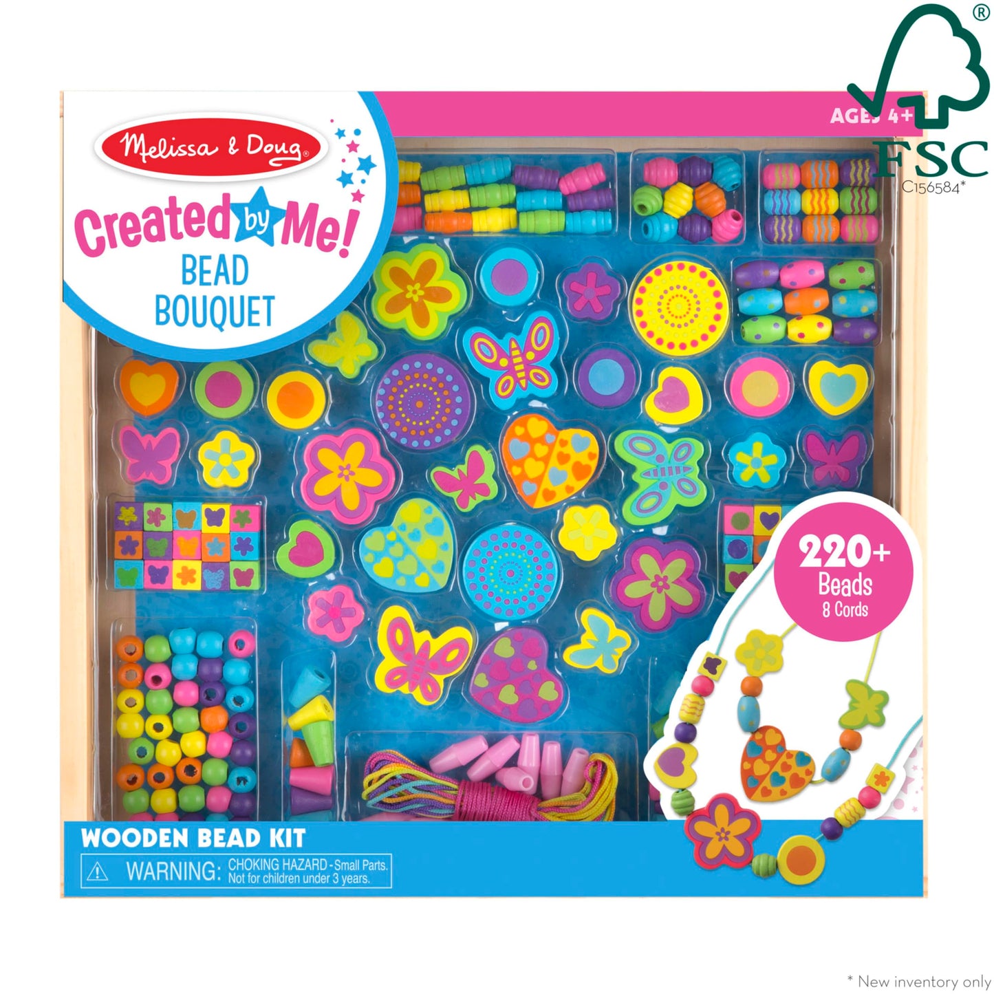 Melissa & Doug Created by Me! Bead Bouquet Deluxe Wooden Bead Set with 220+ Beads for Jewelry-Making Kits for Kids 4+ - FSC Certified