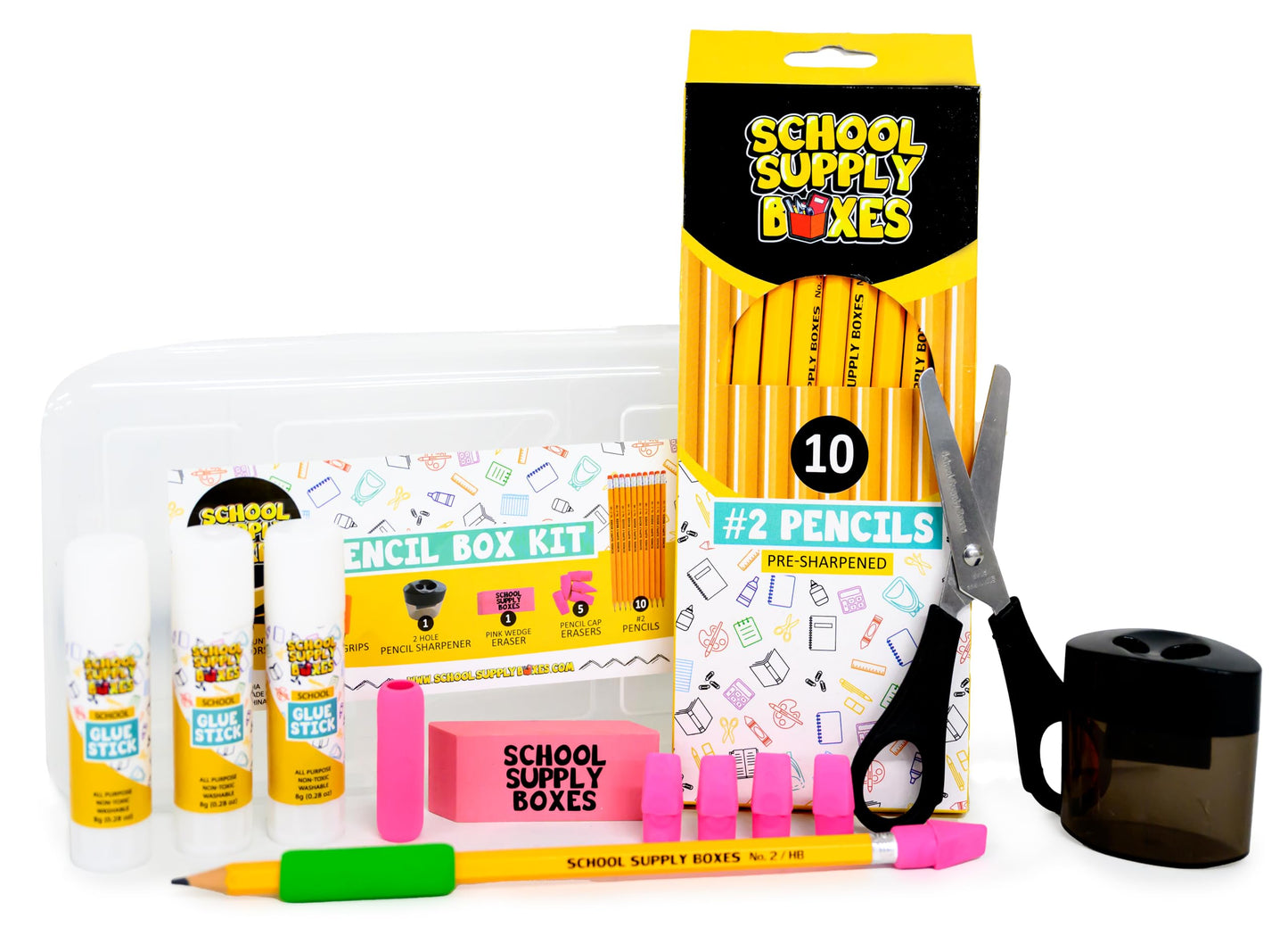 Back to School Supply Box - Grades K-5 Back to School Supplies - 32 Piece Kit with Handled Box
