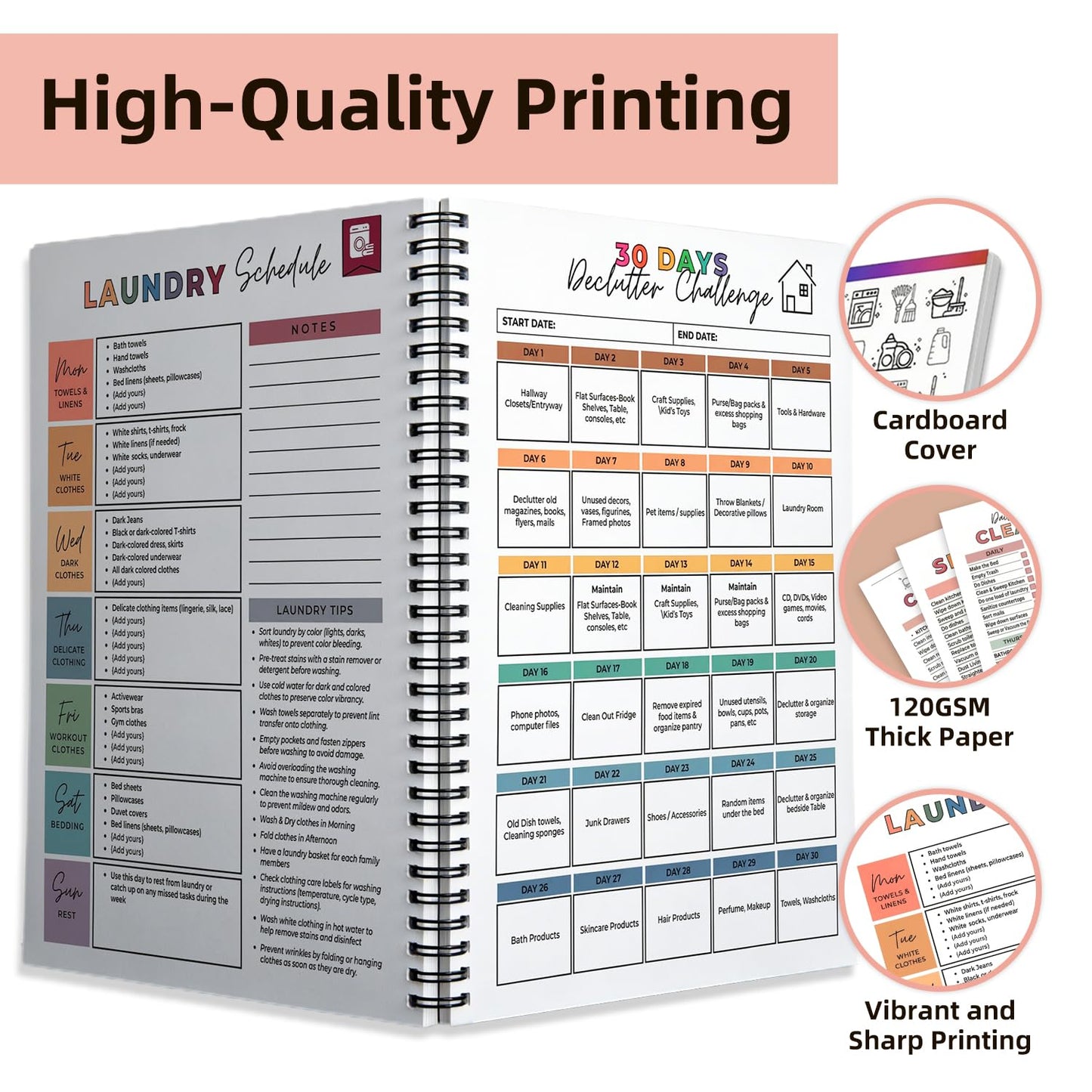 ADHD Cleaning Planner for Adults - Reusable ADHD Organizer with Magnetic Checklist & Dry Erase Folders - Daily Weekly Household Chore Chart for Home Organization - 120g Thick Paper, 2026 Edition (multicolour)