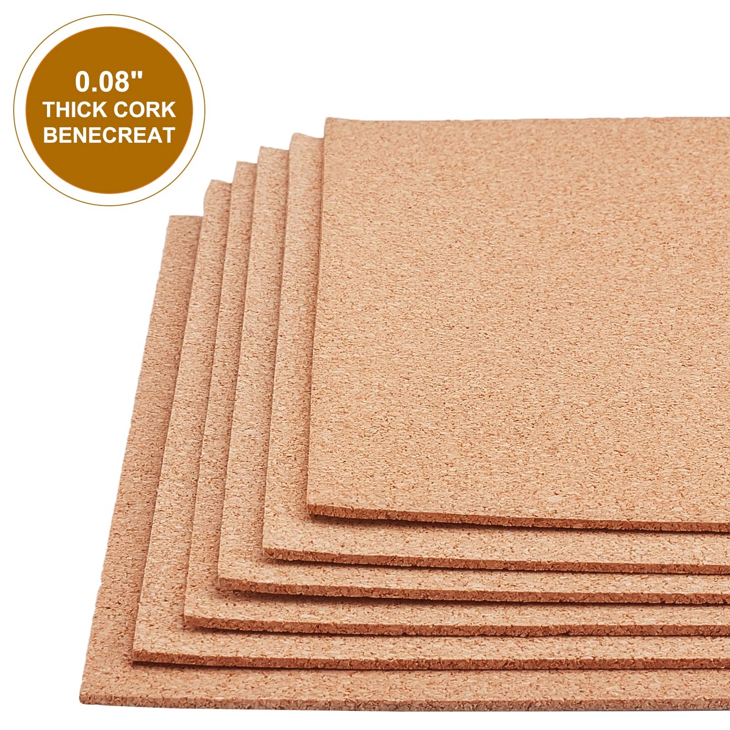 BENECREAT 6 Pack 15.7x7.8 Inch Back-Adhesive Cork Sheets (2mm Thick) Insulation Cork Backing Sheets for Coaster, Wall Decoration, Party and DIY Crafts Supplies