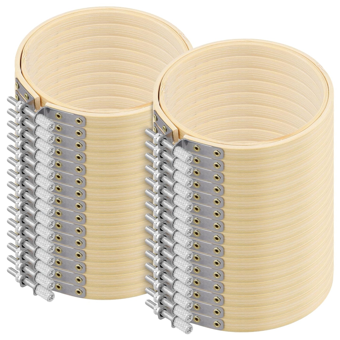 NINGWAAN 30 Pack 4 Inch Wooden Cross Stitch Hoops, Bamboo Embroidery Circles for Sewing, Art Craft