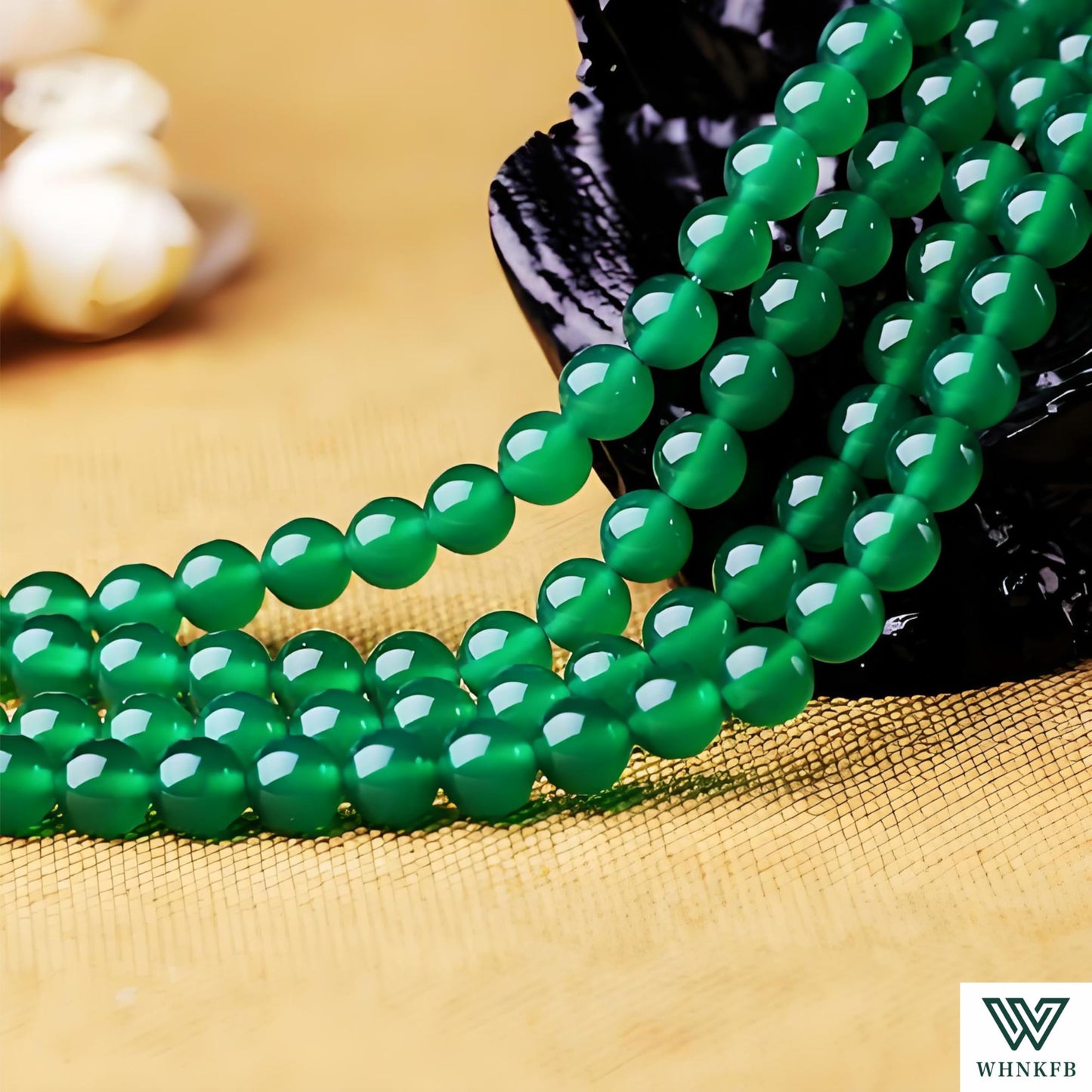 WHNKFB 8mm 50PCS Natural Green Agate Round Beads, Banded Loose Stone Beads for Jewelry Making Craft - 4mm 6mm 8mm 10mm Options with Free Elastic Cord