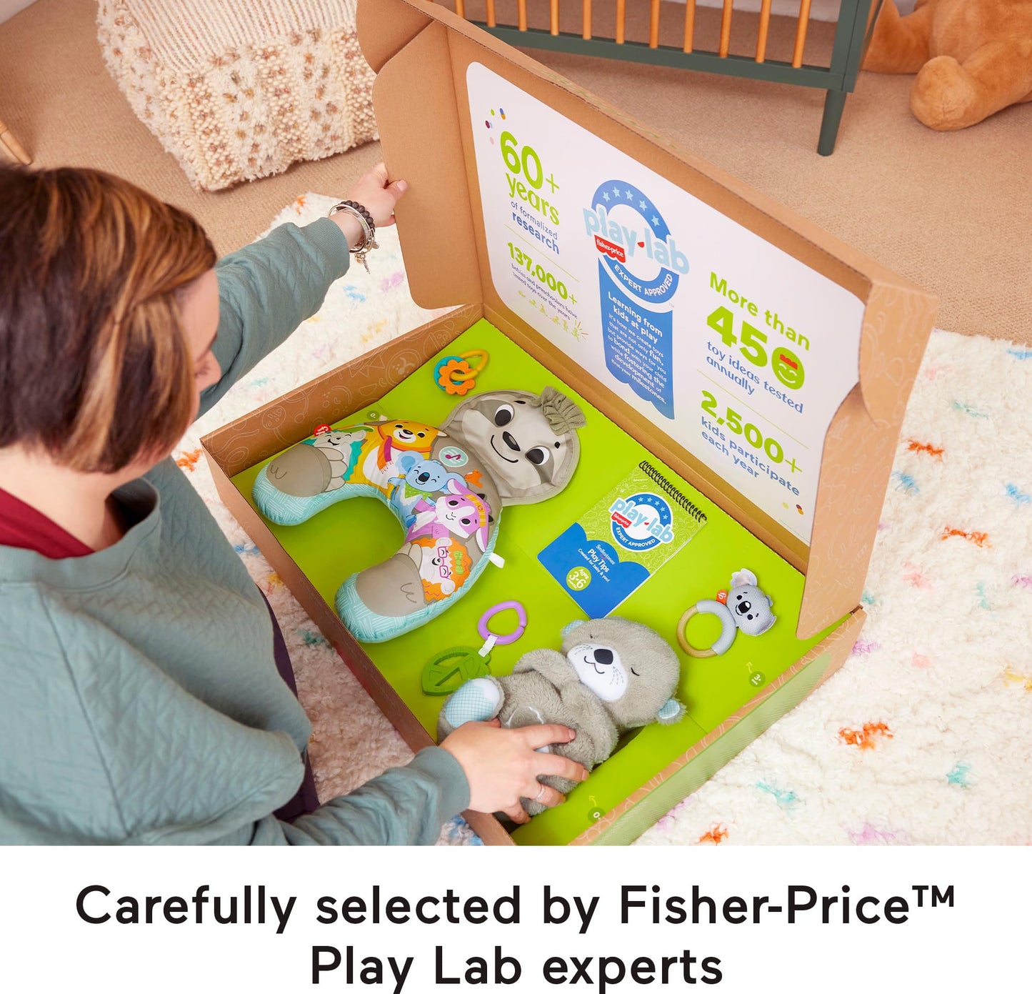Fisher-Price Baby Play Kit Let’s Try Tummy Time Gift Set, Developmental Toys with Activity Guide for Infants Ages 3+ Months