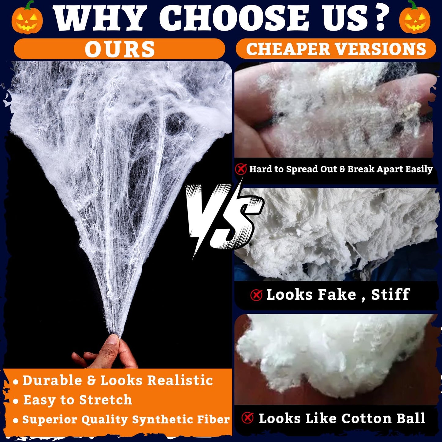900 sqft Halloween Spider Webs Decorations with Extra Fake Spiders, Super Stretchy Cobwebs for Wall Indoor Outdoor Halloween Party Decor