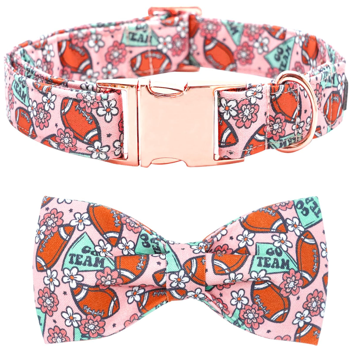 Bobo Rainbow Christmas Tartan Plaid Dog Collar with Bow for Large Dogs