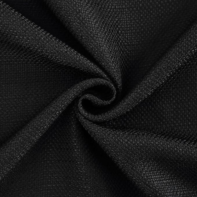 Chyhomenyc Black Curtains 54 Inch Length 2 Panels, Faux Linen Textured Semi Sheer Light Filtering Soft Airy Rod Pocket Window Treatment Drapes for Living Room Bedroom, Each 30" Wx54 L