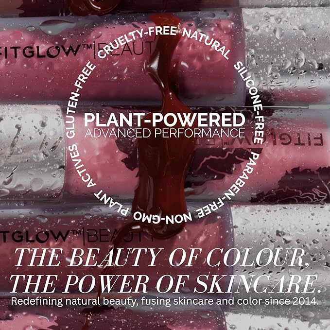 FITGLOW Beauty Lip Colour Serum | Hydrating Lip Gloss | Plumping Anti-Aging Lip Treatment | Natural Shine with Pomegranate Sterols & Collagen | Buildable Color for Dry Chapped Lips | Kind - 10g