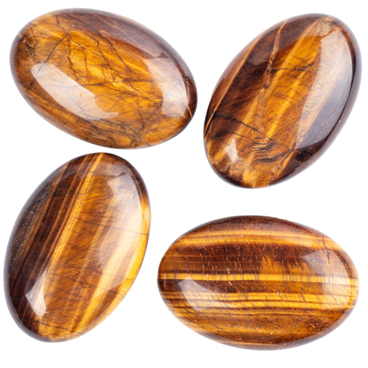 UFEEL Tiger's Eye Palm Stone Crystal Natural Chakra Reiki Polished Healing Love Oval Pocket Worry Stone Crystals for Anxiety Stress Relief Therapy