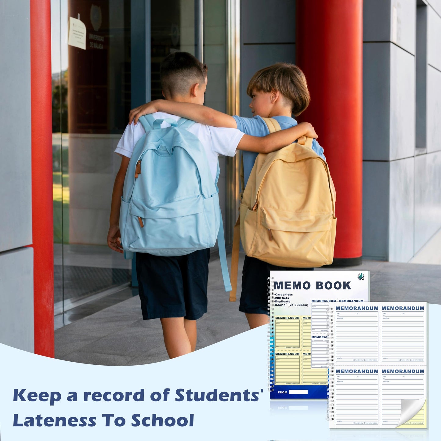LKTHSEEK Memorandum Forms Book 200 Sets Carbonless 2-Part Duplicate Memo Book 8.5x11 Inches Spiral Bound With Tear Off Line Suitable For Office Or School