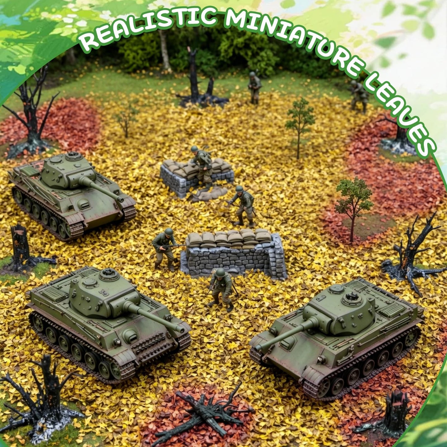 Warmtree Realistic Miniature Leaves Simulation Leaves for DIY Mini Model Railway Fairy Garden Architecture Diorama Scenery Landscape Layout Diorama Village Accessories, Pack of 4