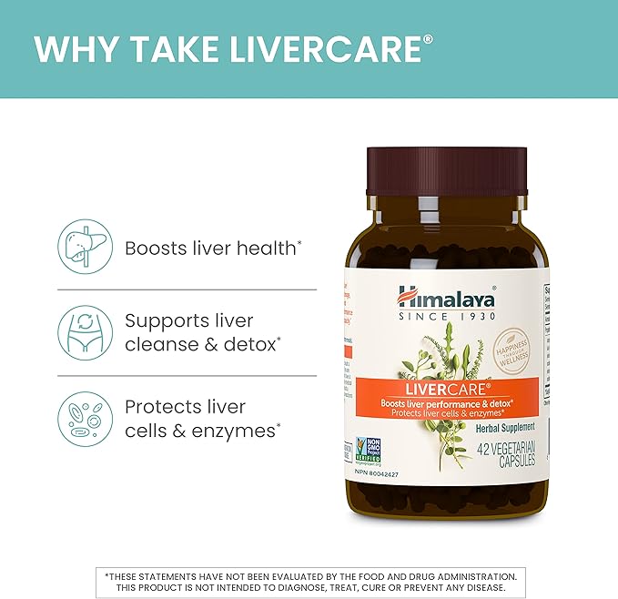 Himalaya LiverCare, Liver Cleanse and Detox, Herbal Supplement for Liver Support, Enhances The Detoxification Process, Liver Cleanse Formula, 375 mg, 90 Capsules, 45 Day Supply