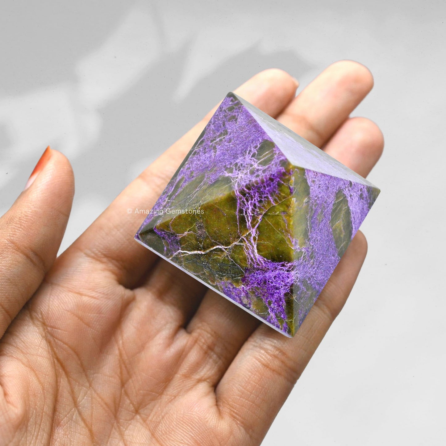 Amazing Gemstone Stichtite Pyramid Crystal Healing Stones - 1.5" Great Pyramid Figurine of Natural Stone Pyramid for Meditation, Reiki, Chakra Balancing and Crystal Pyramids Grid (Stichtite)