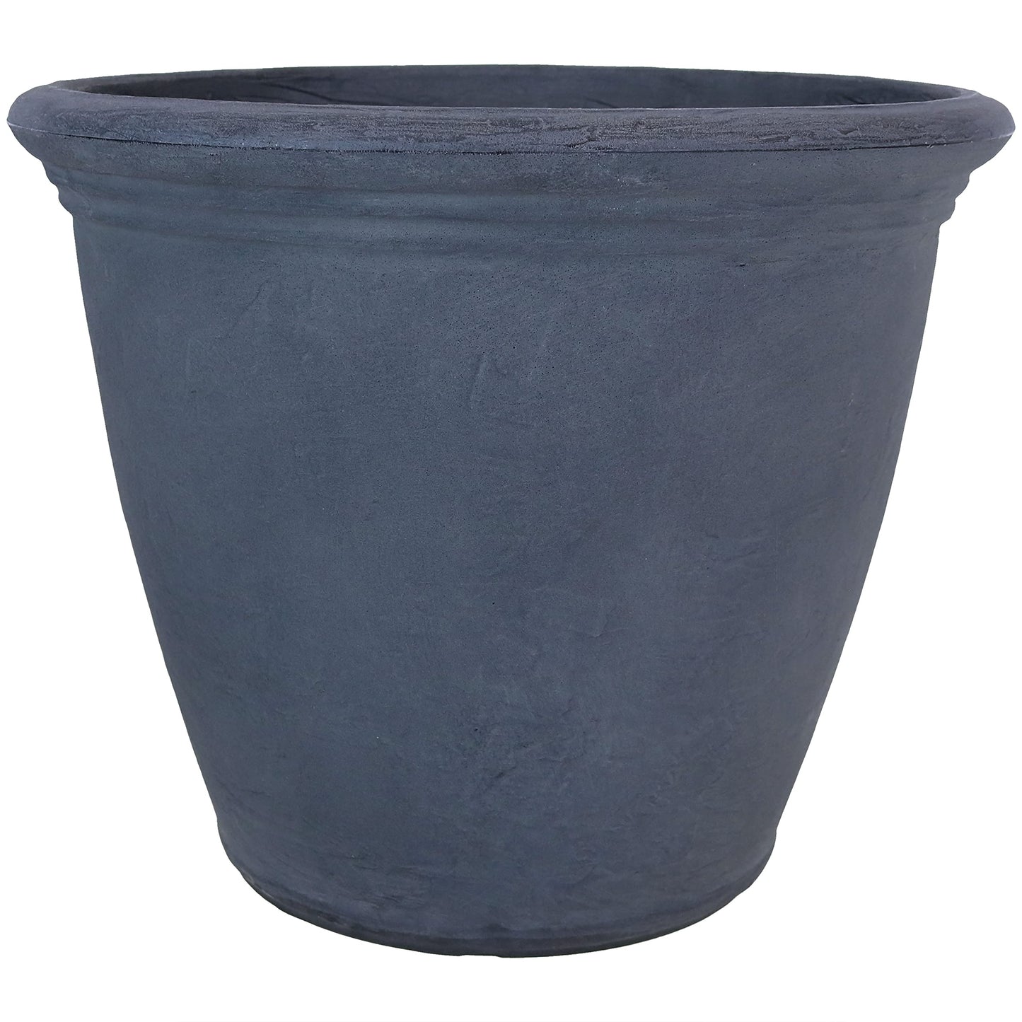 Sunnydaze 20-Inch Anjelica Large Plastic Pot for Plants - Outdoor Double-Walled Large Plastic Planter with Drillable Drainage Holes - Slate - 2pk