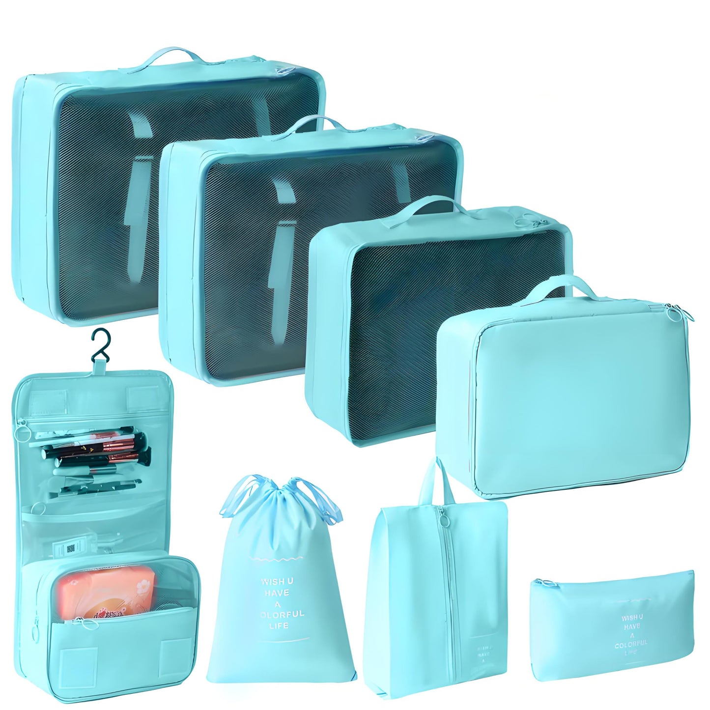 Travel packing cube bag (Bright Blue, Medium)