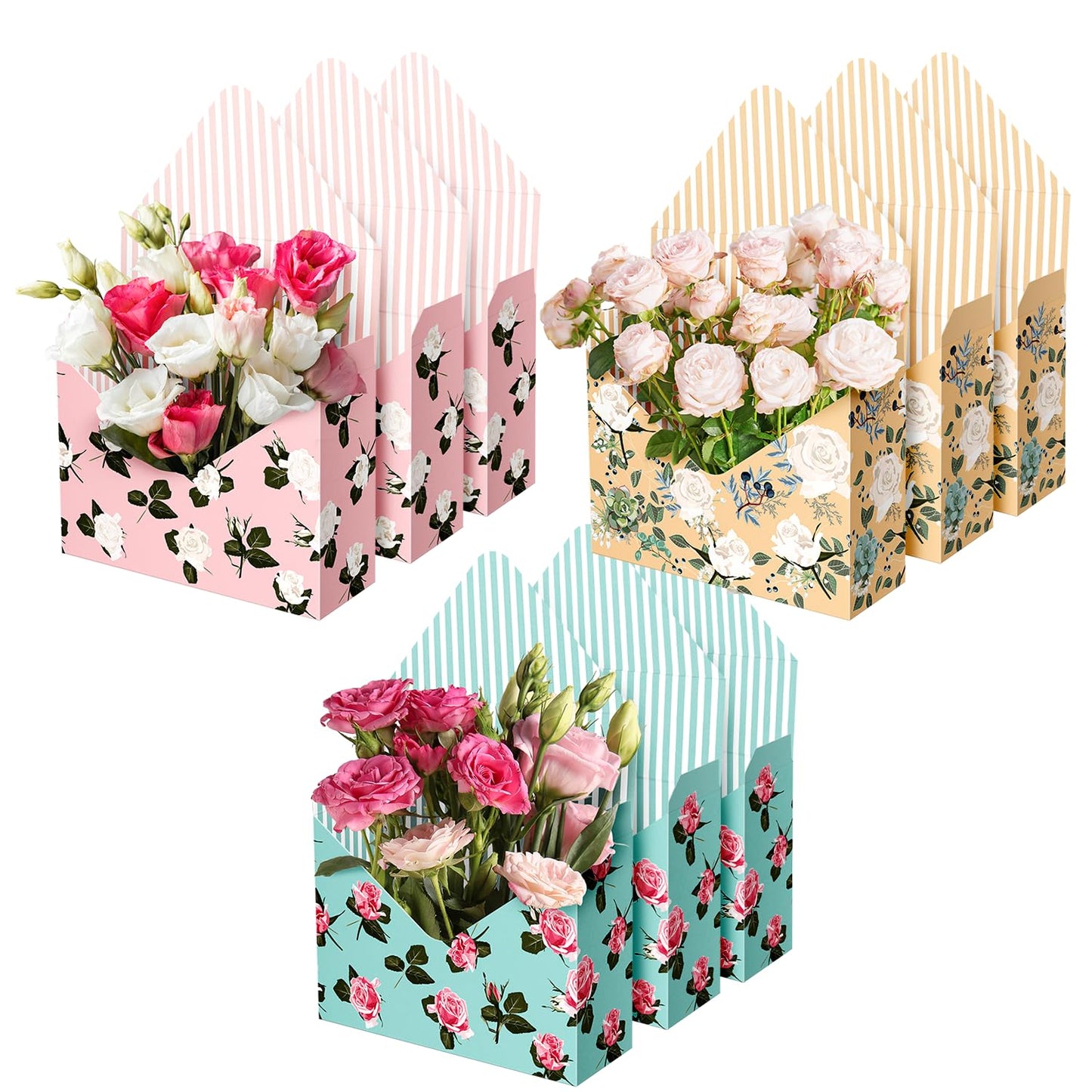 Lyforpyton Flower Arrangement Gifts Boxes, Envelope Gift Box For Flowers , Foldable Decorative Bouquet Packaging Paper Box , Suitable for Flower Shop , Wedding , Party , Birthday , Valentine's Day and Mother's Day ( 9 Pcs )