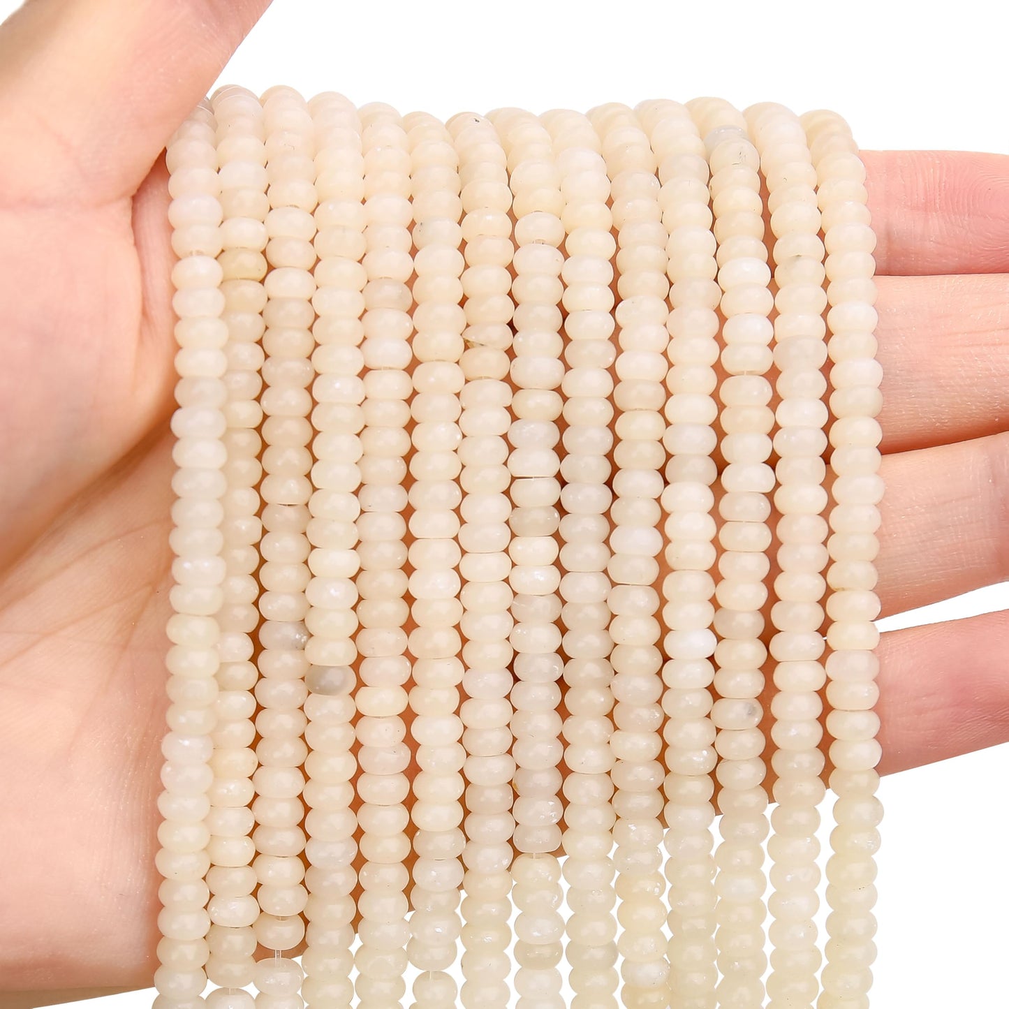 BONNY BOXX 1 Strand (150PCs) Natural 2 * 4mm White Opal Rondelle Beads, Natural Abacus Disk Stone Beads Loose Spacer Gemstone for DIY Bracelet Necklace Jewelry Making