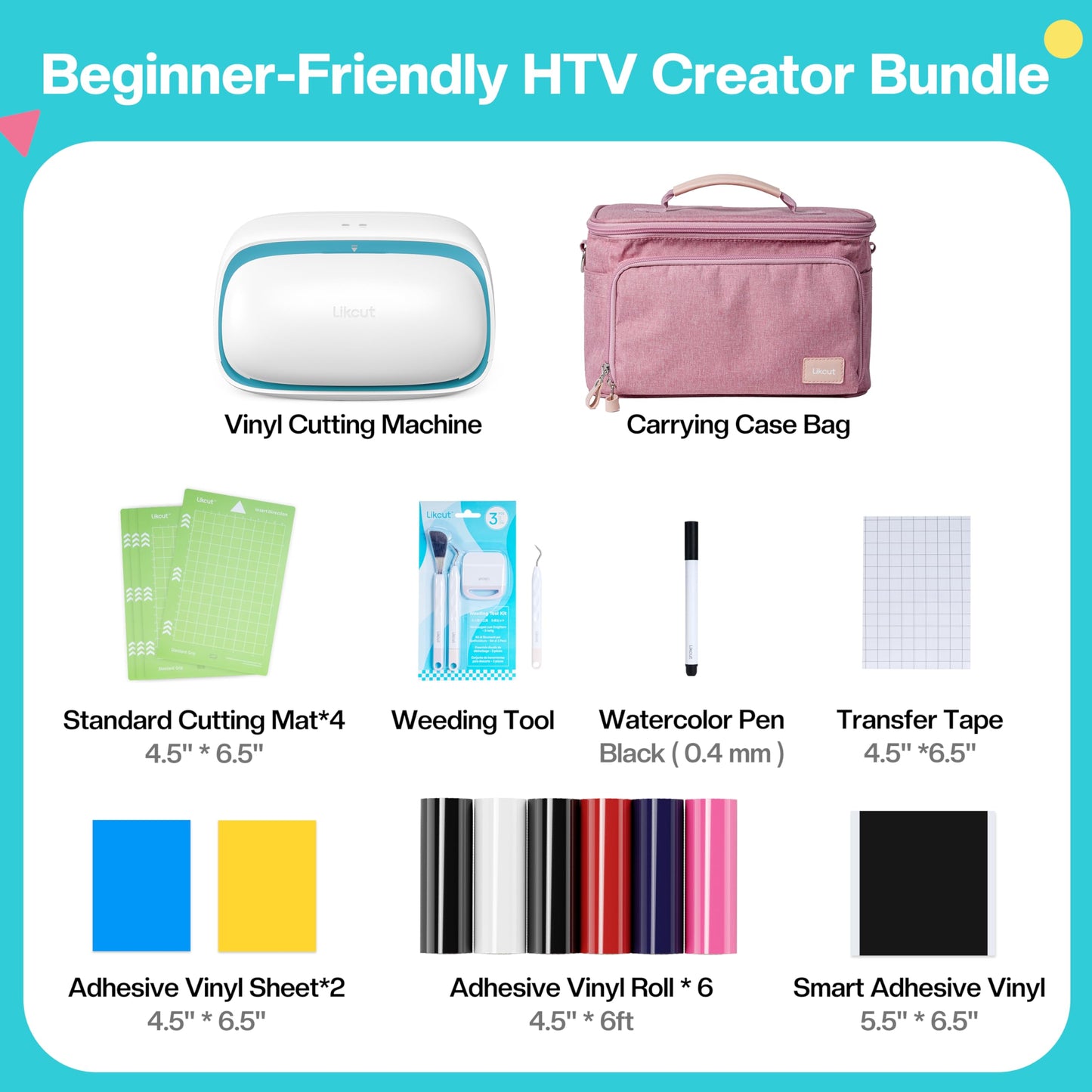 Likcut Vinyl Cutter Machine - Heat Transfer Creator Bundle with Carrying Case & Accessories