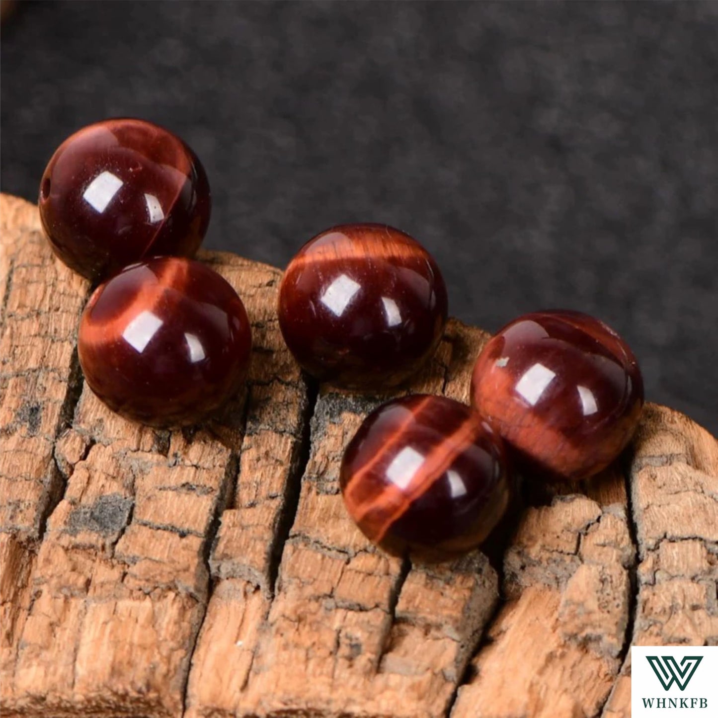 WHNKFB 8mm 50PCS Natural Red Tiger's Eye Round Beads, Smooth Polished Loose Gemstone Beads for Jewelry Making Craft - 4mm 6mm 8mm 10mm Options with Free Elastic Cord