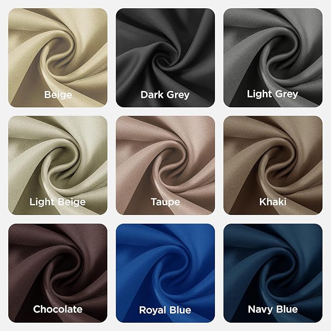 Joydeco Blackout Curtains 90 Inch Length 2 Panels Set, Thermal Insulated Long Curtains& Drapes 2 Burg, Room Darkening Grommet Drapes for Living Room Bedroom Window (W52 x L90 Inch, Khaki)