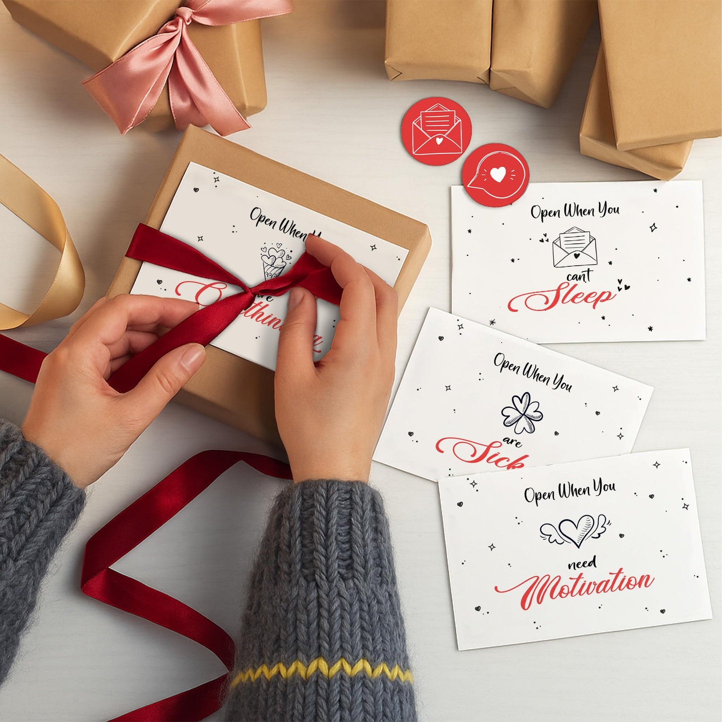 Limina Open When Envelopes Kit – 12 Open When Envelopes with Stickers for Long Distance Relationship, College Students, Daughter, or Boyfriend – Thoughtful Love Letter Kit & Going Away Gift
