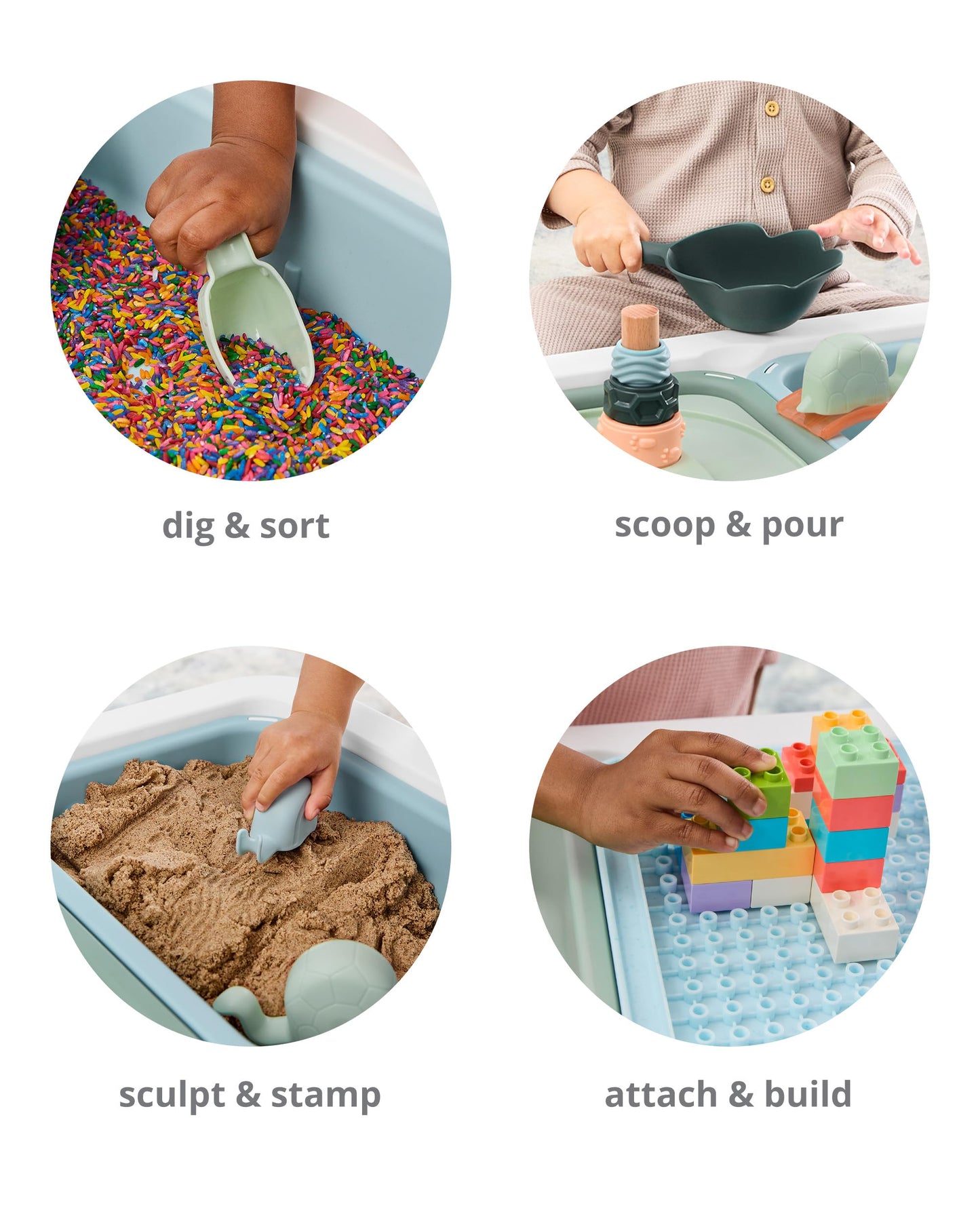 Skip Hop Discoverosity 3-in-1 Toddler Sensory Table with 13 Nature-Inspired Sensory Tools 8-Page Activity Guide 2 Bins and 2 Convertible lids, Age 18m+