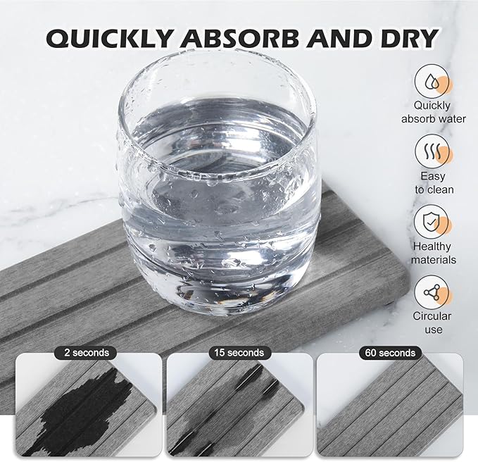 4PCS Stone Drying Tray for Bathroom Sink and Kitchen Counter, Fast Drying Diatomite Stone Sink Tray Soap Trays, Diatomaceous Coaster, Water Absorbing Stones Trays for Sinks