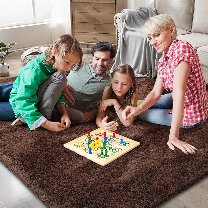 9X12 Large Area Rugs for Living Room Bedroom,Big Shag Rug for Bedroom Dorm,Soft Fluffy Indoor Carpet Nursery Rugs for Kids Girls Room Home Decor (Brown, 9X12 Feet)