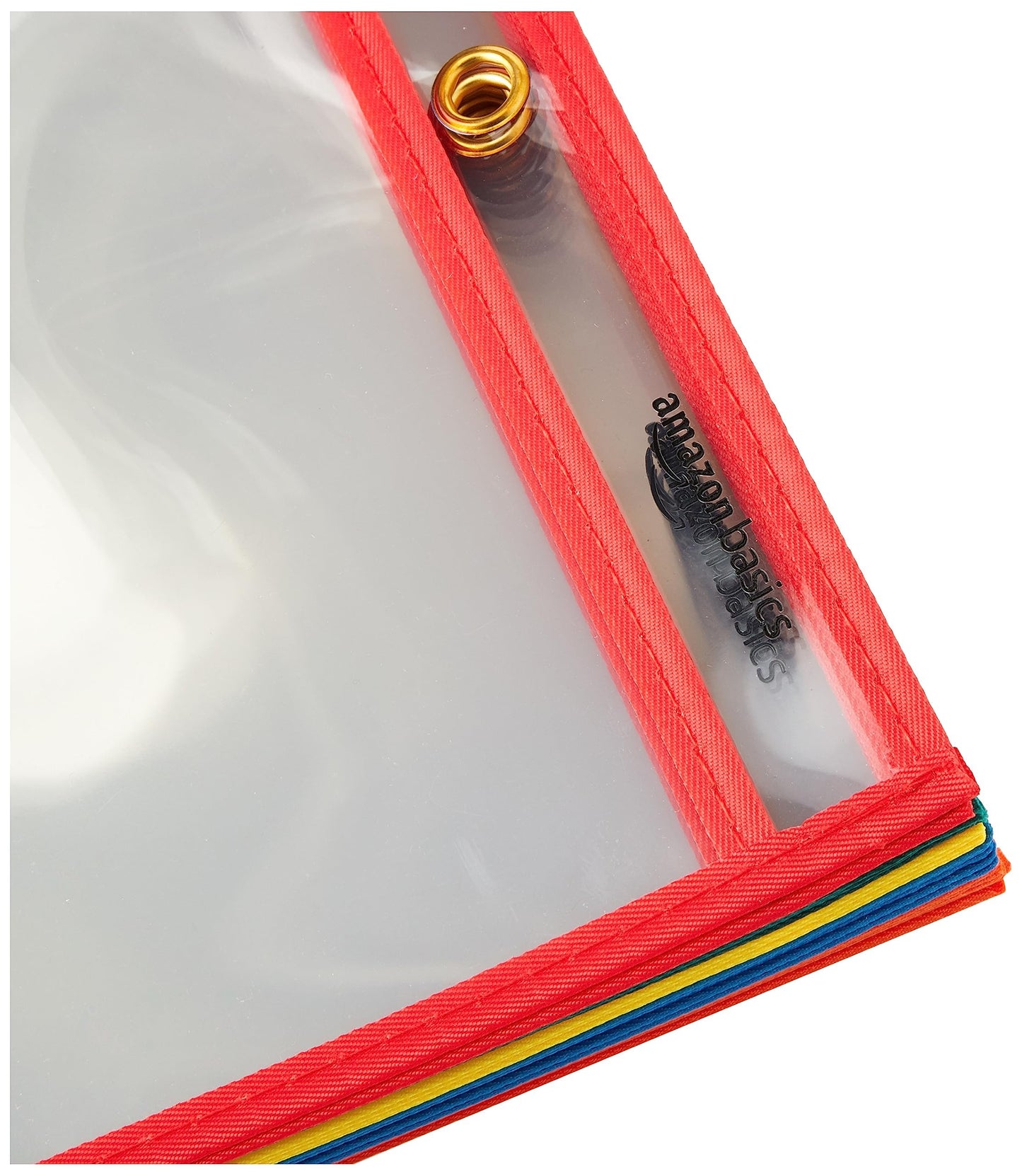 Amazon Basics Heavy Duty Dry Erase Job Ticket Holders, Document Protectors with Clear Plastic Film and Multicolored Fabric Edge, 8.5" x 11", Pack of 25