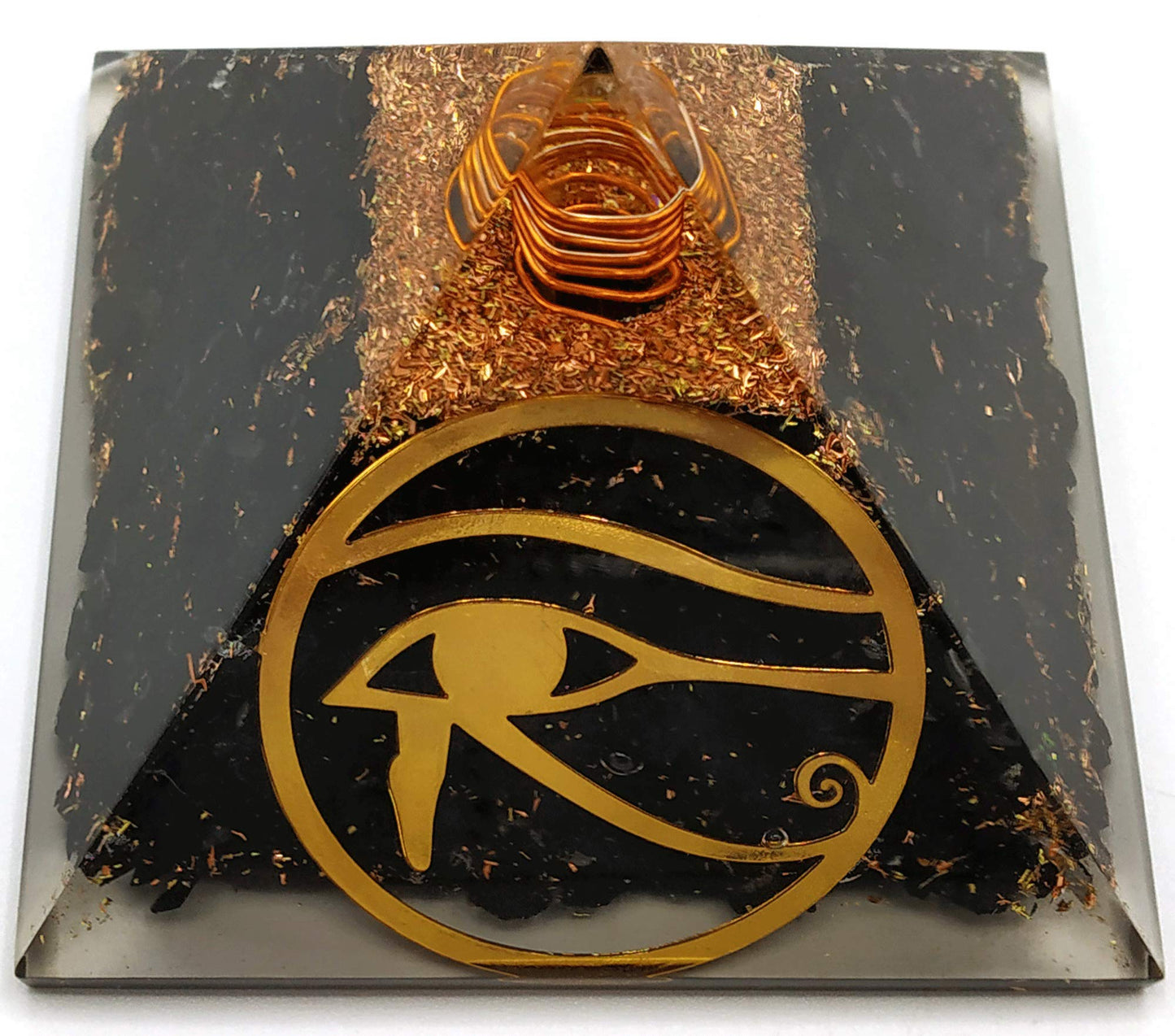 Large Orgone Pyramid | Shungite Pyramid Crystal | Eye of Horus Orgonite Pyramid | Organ Pyramids Positive Energy Healing