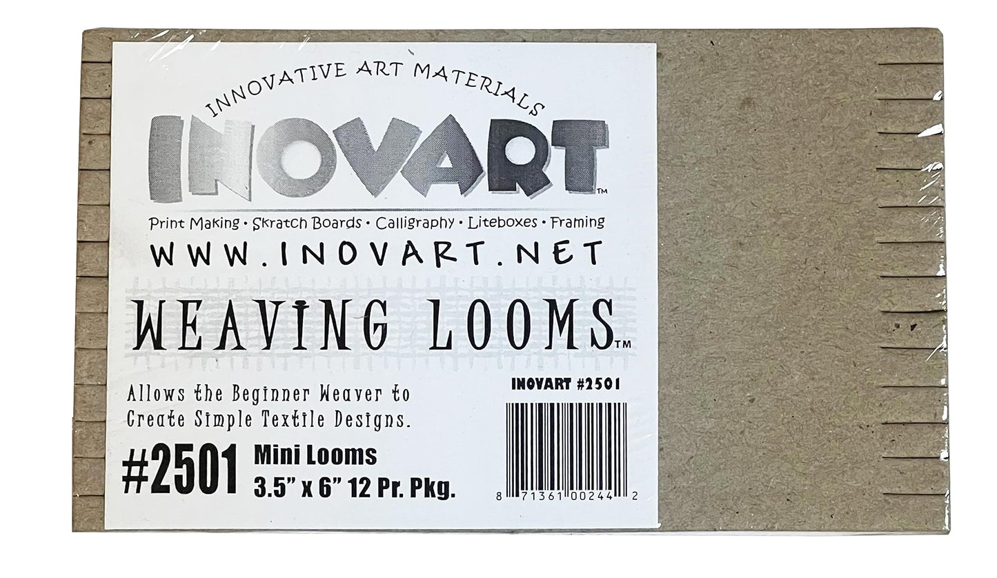 INOVART Cardboard Mini Weaving Looms, 3-1/2" x 6" - 12 Per Pack