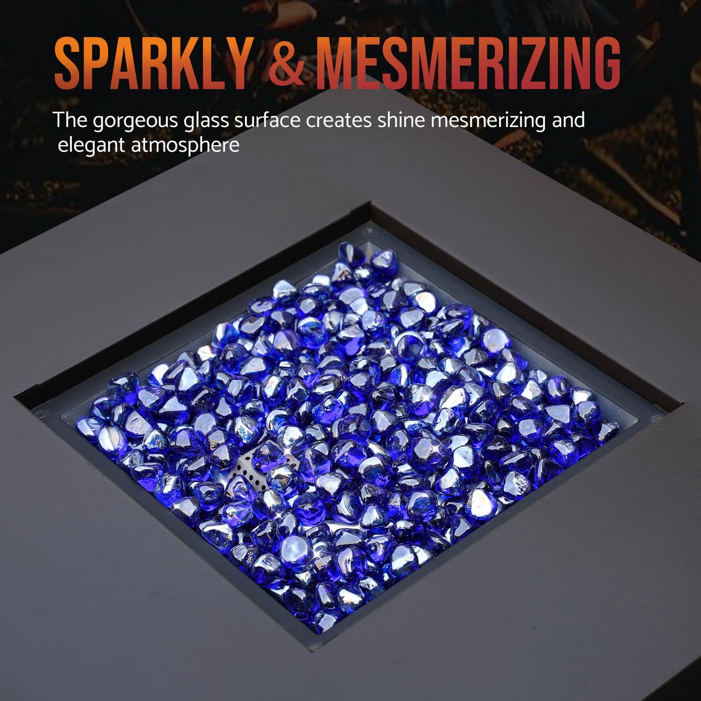 Skyflame 10-Pound Fire Glass Diamonds for Fire Pit Fireplace Landscaping, 1/2 Inch Reflective Glass Fire-Diamonds, Cobalt Blue