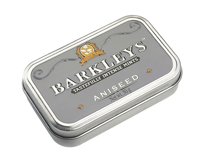 Barkleys Aniseed Breath Mints - Strong Aniseed Flavor Cool Mint Candy For Party, After Dinner, Wedding, Every Day Use - Vegan Breath Mints In Reusable Classic Travel Tins, 6 Pack - 50 Count Each