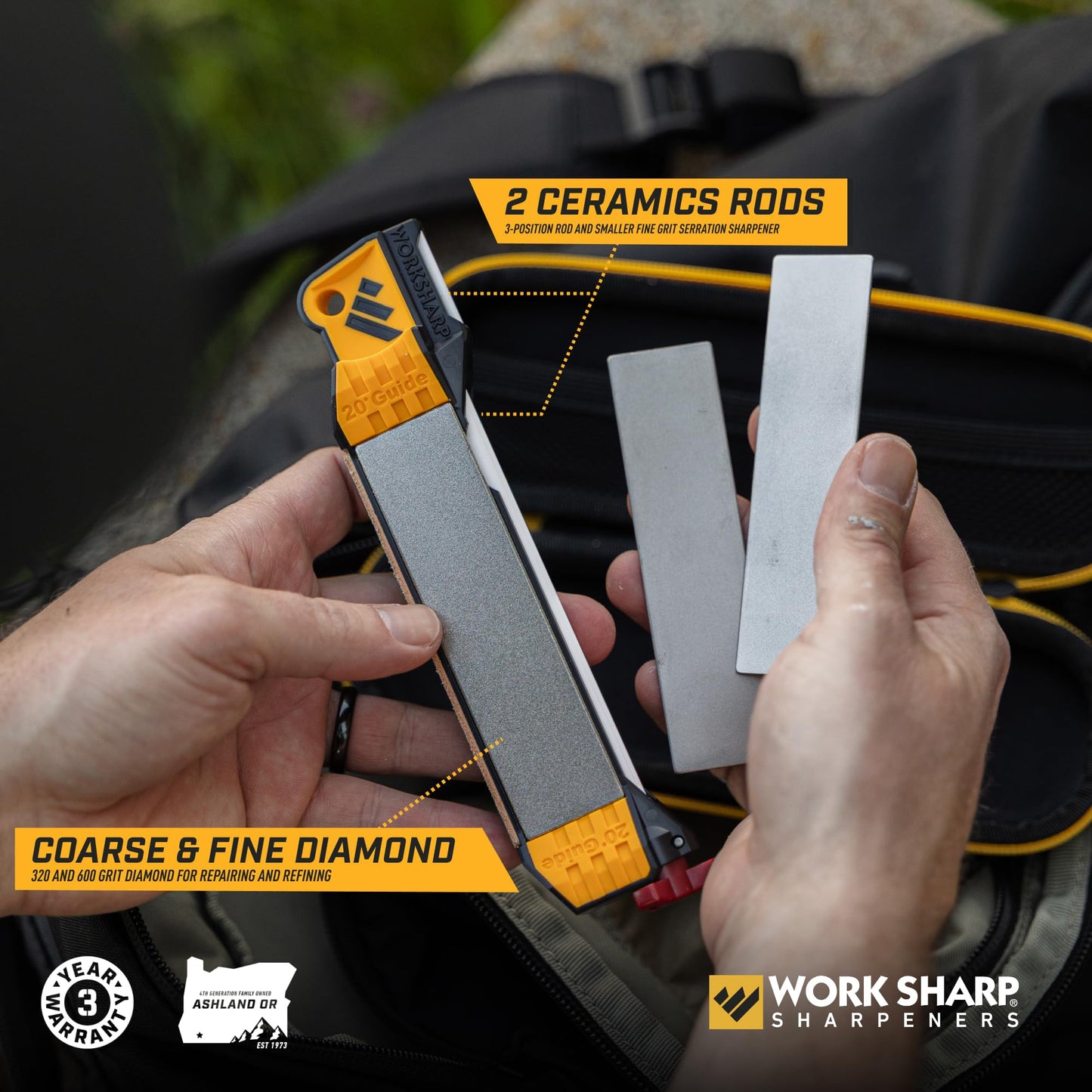 Work Sharp Guided Field Sharpener Elite with case, Travel Knife Sharpener Tool